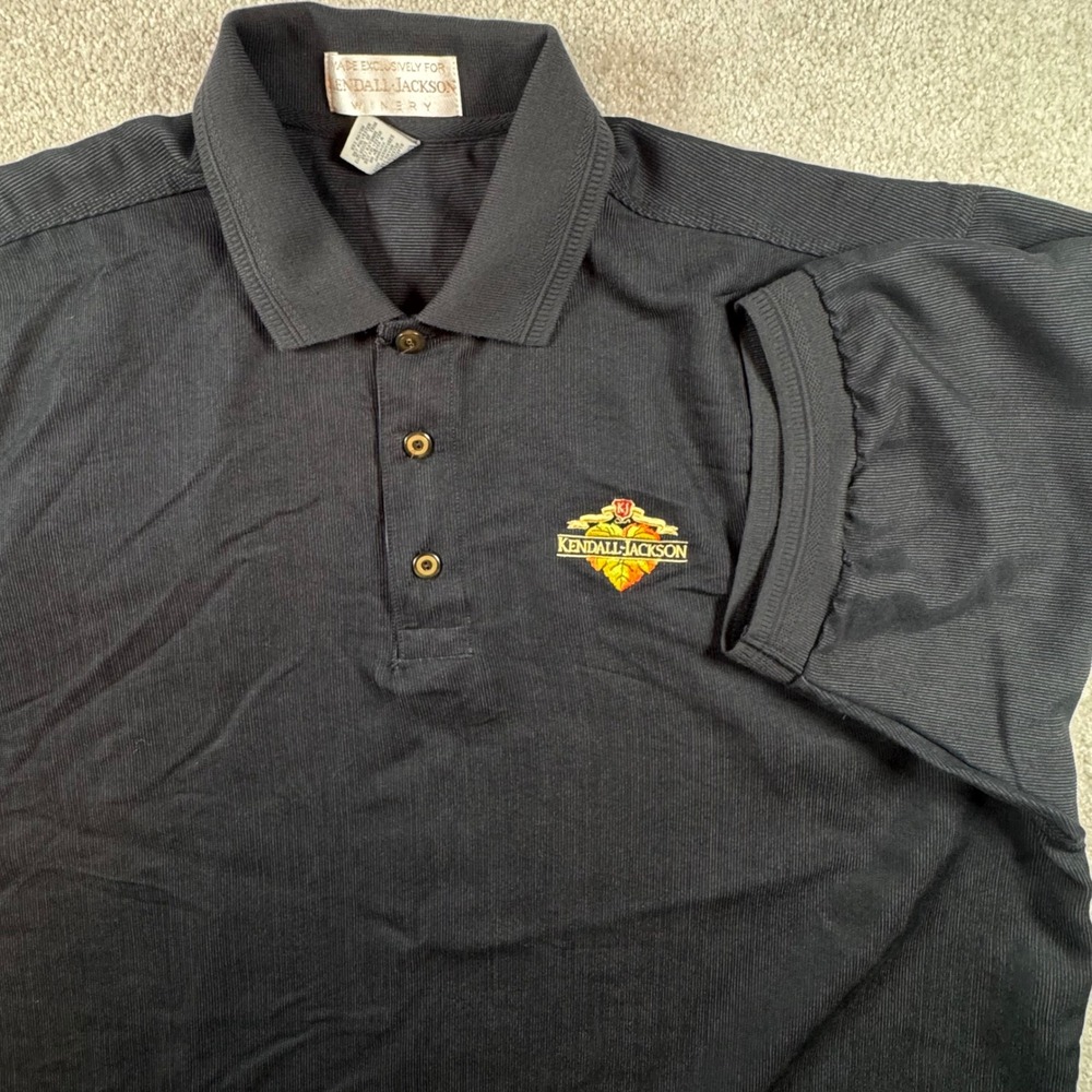 Kendall-Jackson Winery Mens XL Black Short Sleeve Ribbed Polo Shirt Rayon Blend